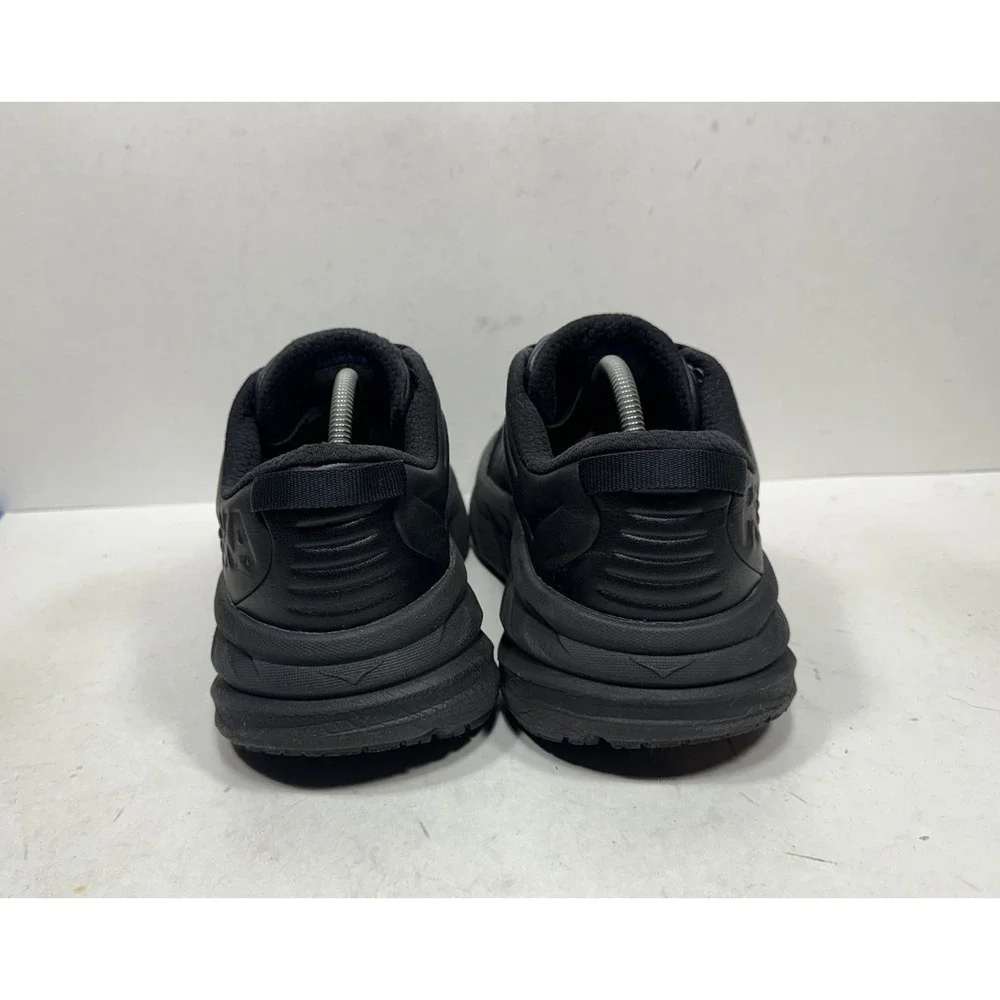 Hoka One One Bondi SR Wide Men's Size 10.5 2E Black Leather Work Shoes Non Slip